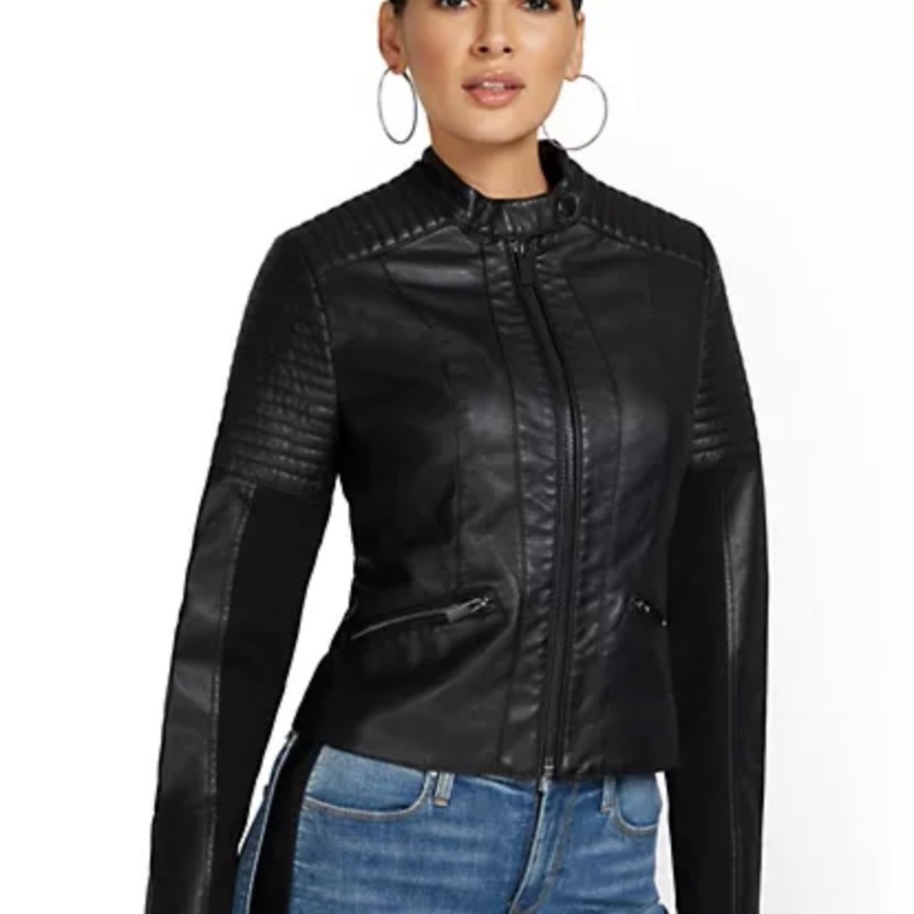 NWT black faux leather jacket